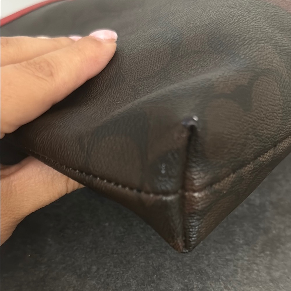 Unique Pristine Coach Brown Crossbody with Red Stripe and Red Strap - Picture 3 of 15